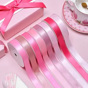 Yama Ribbon Factory Stock 5/8 Inch 100 Yards Single Face Pink Satin Ribbon 16mm Wrapping Gift Ribbon