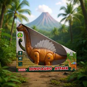 Juguete Electrónico de Dinosaurio Atacante con Luces y Sonidos para Niños de 3+ Años, 28 cm de Largo, Funciona con Pilas, Modelo Caminante - Product Image 3