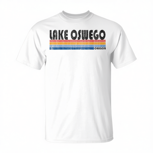 T-shirt Lake Oswego Oregon dal design vintage retrò, unisex, girocollo, manica corta, stampa serigrafica - Product Image 2