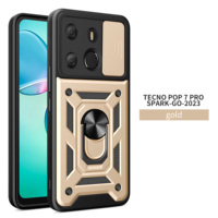 Coque de protection pour Tecno Spark Go 2023/Pop 7 Pro/Smart 7, étui de téléphone à fenêtre coulissante avec anneau métallique