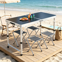 Table de repas rectangulaire moderne pliable et réglable en hauteur pour l'extérieur, en alliage d'aluminium, durable et légère, pour la cour et la plage