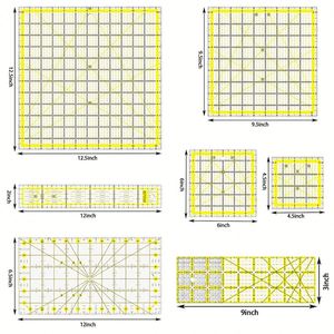 ไม้บรรทัดสำหรับงานควิลท์ ขนาด 4.5"x4.5", 6"x6", 9.5"x9.5", 12.5"x12.5", 6.5"x12", 2"x12" ทำจากอะคริลิก พร้อมห่วงกันลื่น สำหรับงานควิลท์และเย็บผ้า - Product Image 2