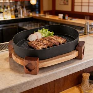 กระทะย่างสไตล์ชนบท สร้างสรรค์แบบพิเศษ สำหรับเสิร์ฟอาหาร ลายเส้นสไตล์เกาหลี-ญี่ปุ่น ทำความสะอาดง่าย - Product Image 4