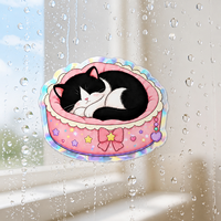 Autocollants personnalisés holographiques pour animaux de compagnie, dessins animés, imperméables, esthétique Kawaii, empreintes de pattes de chiot et de lapin, découpés, pour ordinateur portable et journal