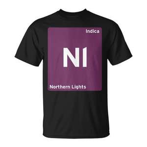 Camiseta Northern Lights Indica Strain de algodón negro, corte unisex - Product Image 1