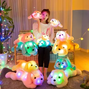 CPC 50cm Colorful Glowing Dogs Luminous Stuffed Animal Plush Baby Soft Toys Light Up Dogs Plush For Kids Toys