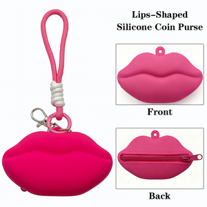 Đôi Môi Hình Silicone Đồng Xu Ví Mềm BPA Miễn Phí Không Thấm Nước Bền Mini Pouch Biểu Tượng Tùy Chỉnh In Ấn Bao Bì Cho Quà Tặng Thương Mại Điện Tử - Product Image 1
