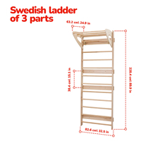 Structure d'escalade pour enfants avec 6 panneaux modulaires, mur d'escalade suédois réglable pour la maison, aire de jeux intérieure en bois massif