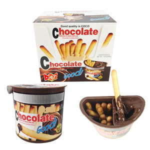 Kẹo bán buôn tùy chỉnh nhãn hiệu riêng Halal sô cô la cup Biscuit Bar với Dubai <span class=keywords><strong>Choco</strong></span> Jam-Coated <span class=keywords><strong>Cookies</strong></span> Stick Jam biscuit OEM - Product Image 1