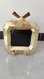 Couvre-chef en argent doré TV miroir réfléchissant masque télévision fête cosplay masque <span class=keywords><strong>casque</strong></span> pour discothèque - Product Image 5