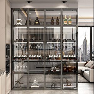 Wohnzimmermöbel Goldener Edelstahlrahmen Glas-Vitrine mit 3 Schubladen für Wohnzimmer Eck-Bar Weinaufbewahrungsschrank - Product Image 4