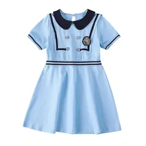 Jinteng 여름 새로운 영국 유치원 교복 어린이 면 패션 드레스 어린이 정장 학생 교복