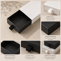Boîte à bijoux coulissante en carton recyclé sur mesure, finition brillante, 2 mm, emballage cadeau avec tiroir coulissant