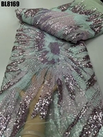 Tissu en dentelle perlée élégant de Roumanie avec broderie et paillettes pour robes de mariée et de soirée