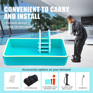 <span class=keywords><strong>สระ</strong></span>ว่าย<span class=keywords><strong>น้ำ</strong></span><span class=keywords><strong>เป่า</strong></span><span class=keywords><strong>ลม</strong></span>ทรงสี่เหลี่ยมสำหรับครอบครัวในฤดูร้อน ทำจากวัสดุดรอปสติทช์ พร้อมระบบกรองน้ำ - Product Image 6