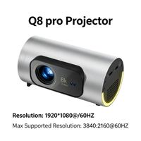 Nouveau projecteur Q8 Pro 2026 Android 14 WiFi 6 BT 5.4 Allwinner H723 300 ANSI Lumens 1080P natif avec autofocus, compatible batterie externe 12V pour extérieur