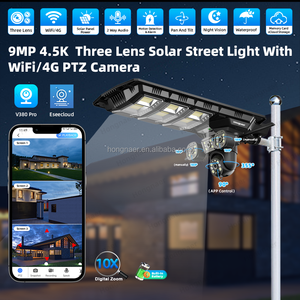 Cámara de Seguridad <span class=keywords><strong>CCTV</strong></span> Solar Hongnaer 8/9MP, Eseecloud V380 Pro 4K, Lente 2/3, WiFi, 4G, Tarjeta SIM, Farola Solar con Cámara - Product Image 2