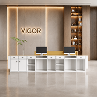 Bureau d'accueil commercial de luxe léger avec éclairage LED pour bureau, hôtel, salon, centre commercial – Hauteur et dimensions personnalisables