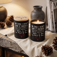 Bougie parfumée en verre noir mat avec couvercle en bois, impression de message personnalisable, cadeaux d'anniversaire en gros pour les couples