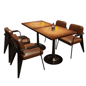 Set di Tavolo e Sedie da Bar in Stile Americano Retrò con Struttura in Metallo per Uso Commerciale in Caffè e Taverne - Product Image 1