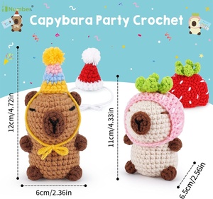 2025 Producto Nueva edición Adultos Niños <span class=keywords><strong>Principiantes</strong></span> Animales de peluche Marrón Beige Capybara <span class=keywords><strong>Amigurumi</strong></span> Kit de ganchillo de punto - Product Image 3