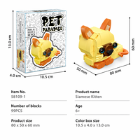 Set de Bloques de Construcción de Gato Amarillo, Juguete de Construcción STEM, Ladrillos Educativos DIY, Kit de Modelo de Animal de Compañía, Regalo para Niños de 6 Años en Adelante