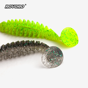 ROVORO Tackle Leurre en plastique multicolore à queue en T, type ver, spirale de maggot à filetage inversé, pour la pêche au bar OEM - Product Image 5