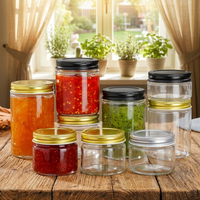 Pot en verre à parois droites pour confiture, épices, fruits, cornichons, miel, aliments en conserve, 6 oz avec couvercle