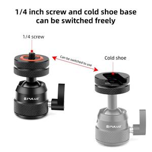 Adattatore per treppiede PULUZ in lega di alluminio con mini testa a sfera, attacco a slitta fredda e vite da 1/4, doppio uso - Product Image 3