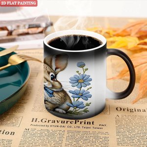 Heat Changing <b>Ceramic</b> <b>Cup</b> 11oz Frosted Black Sublimation Blank Coffee Mug Holiday Gift - Product Image 5