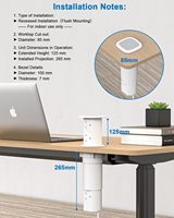 Nouvelle Conception Prise Intelligente Industrielle Dissimulée pour Bureau/Plan de Travail avec Chargeur USB 15W Sans Fil, Prise Pop-Up 10A et Télécommande WiFi