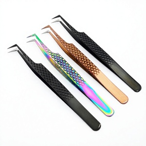 Japanese Stainless Steel Fiber tip Lash Tweezers Diamond Grip Isolation Pointed Eyelash Extensions Tweezers for Mega Volume - Product Image 1