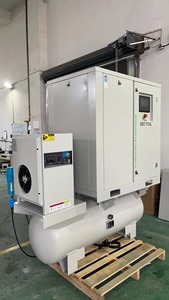Compresseur d'air à spirale sans huile YiBang 3.7KW 8 bars 380L/min 5hp AC 380V 50Hz quatre-en-un avec réservoir de 200L et entraînement par courroie - Product Image 5
