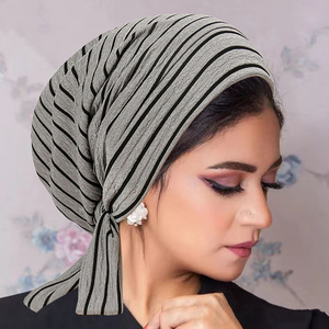 Chapeau Turban Long en Polyester pour <span class=keywords><strong>Femme</strong></span>, Bonnets Chimio Rayés 10 Couleurs, Foulards Ethniques Confortables - Product Image 5