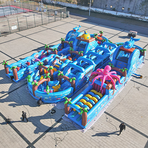 Parcours d'obstacles gonflable sur le thème de l'océan pour enfants, équipement de parc d'attractions extérieur - Product Image 1