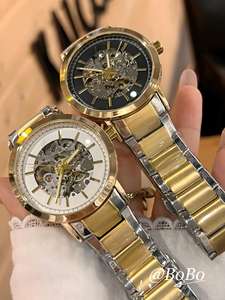 Nuevo Diseño de Reloj de Lujo Multifuncional para Hombre, Correa de Acero Inoxidable con Diseño Hueco, Mecanismo de Reserva de Energía Cinética Luminoso - Product Image 2