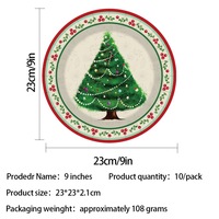 Assiette en papier jetable 8 pièces X 10 personnes, serviettes de table, assiettes de fête, fournitures de décoration de fête de noël