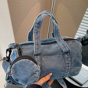 Large Capacity Denim Cloth Shoulder <b>Bags</b> for Women Thread Design Ladies Armpit Crossbody <b>Bag</b> High-value Travel Pillow Handbags - Product Image 1