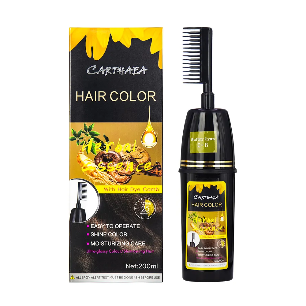 Wholesale brown carthaea herbal fashion greu black sachet cream india quickly washin black hair dye shampoo with comb