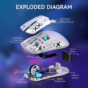 ATTACK SHARK X11 Lightweight Wireless <strong>Gaming</strong> <strong>Mouse</strong> with <strong>RGB</strong> Charging Dock,Tri-Mode-2.4G/USB-C - Product Image 4