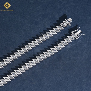Bracelet tennis classique en moissanite taille marquise de haute qualité, en argent 925 plaqué rhodium, serti griffes, bijoux de luxe pour femme - Product Image 4