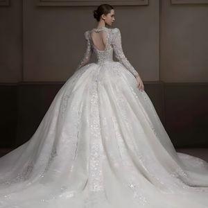 Jancember LSHT043 Clásico con cuello en V Sin espalda Vestidos de novia para mujer Vestidos para mujer - Product Image 5