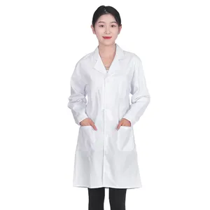 Blouse de laboratoire mi-longue à manches longues pour femmes professionnelles blouse médicale de médecin pour uniformes hospitaliers