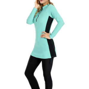 Traje de Baño Musulmán Modesto de Nueva Colección OEM, Traje de Baño Deportivo de Manga Larga para Mujer, Burkini Islámico de Corte Alto, Estampado de 1 Pieza - Product Image 4