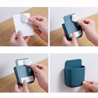 Boîte de rangement pour télécommande murale/étagère de chargement de téléphone de chevet pour TV et climatisation, support de rangement sans poinçon