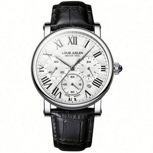 Nouvelle montre multifonctionnelle étanche en alliage pour femme, bracelet en cuir véritable haut de gamme, couronne spirale numérique, loisirs, tendance transfrontalière - Product Image 6