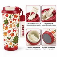 Gobelet isotherme à double paroi en acier inoxydable 316 de 16 oz avec poignée et couvercle à paille, revêtement poudré, idéal pour les cadeaux de Noël (vente en gros)
