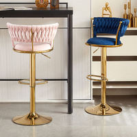 Barhocker Großhandel Drehbar Hoher Tisch Restaurant-Möbel Luxuriöser Moderner Leder-Küchenhocker Goldener Metall-Barhocker