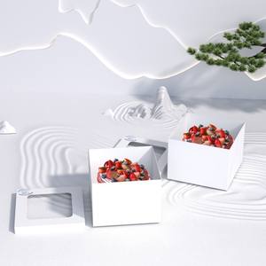 Cajas de pastel reciclables blancas Cajas plegables para pastel de cumpleaños Cajas de papel de flexografía personalizadas - Product Image 3