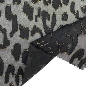 Harvest100 % polyester tissu en mousseline de soie léopard burnout jacquard design gold foiling - Product Image 5